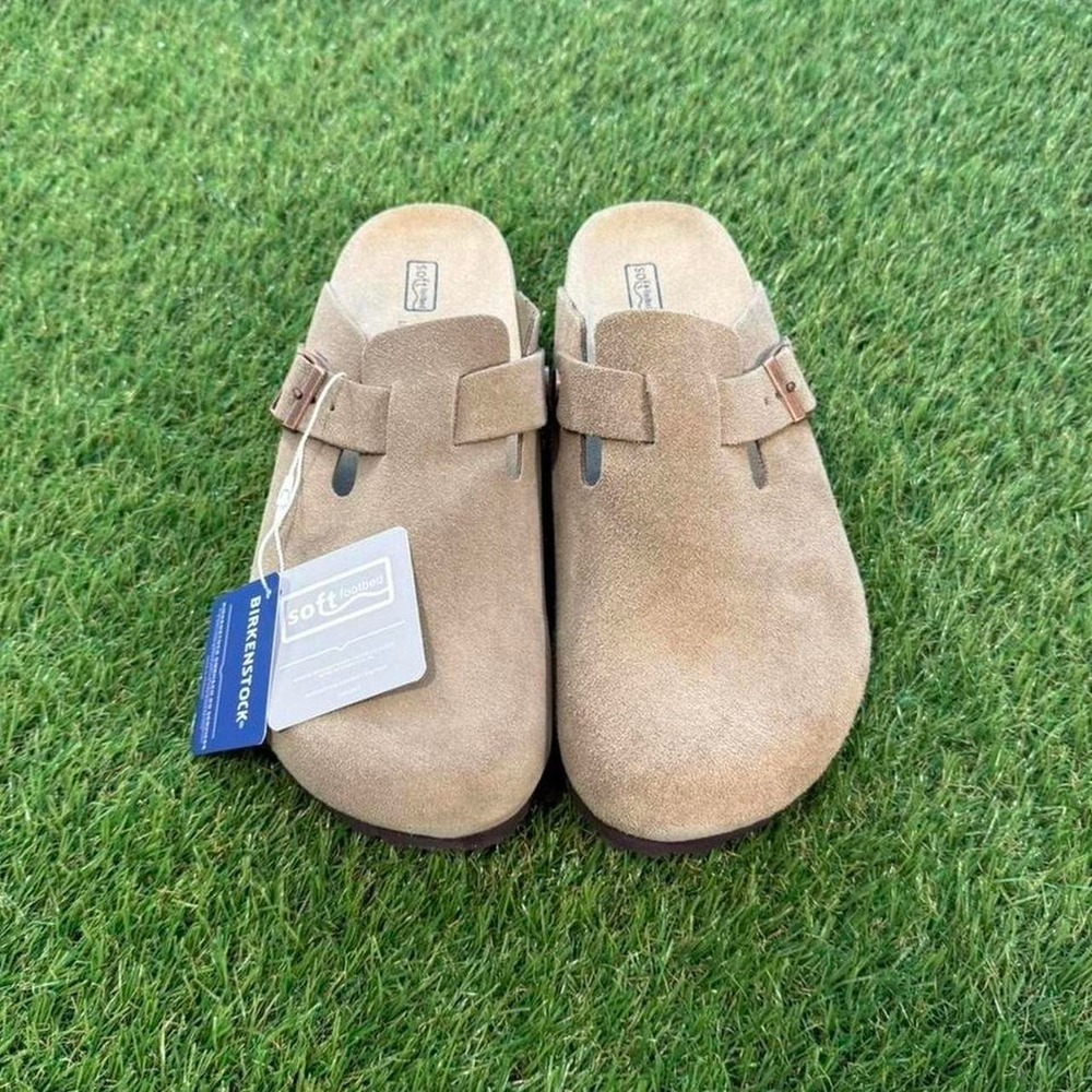 (41) Birkenstock Boston Taupe suede clogs Men's 8, Women's 10